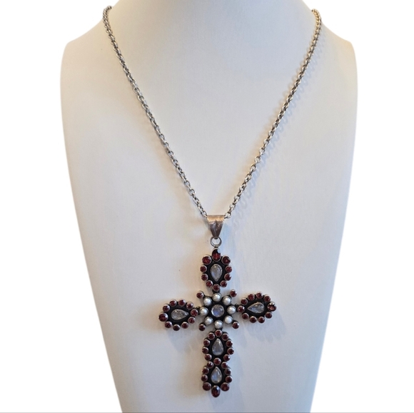 Nicky Butler Signed Cross Gemstone Sterling Silver Necklace - Picture 4 of 6